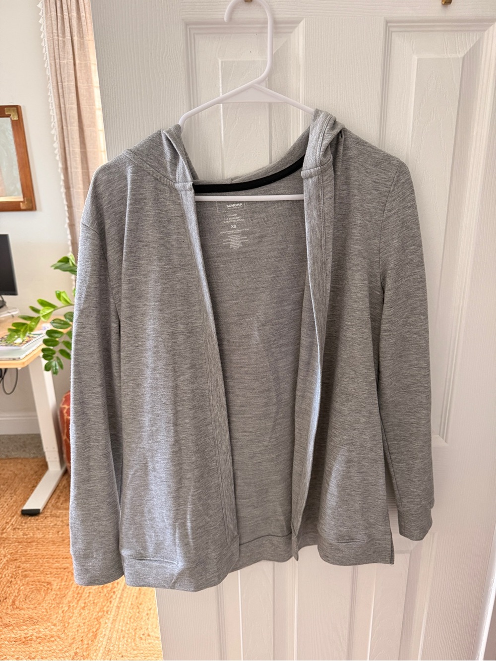 Sonoma Gray Hooded Open-Front Cardigan